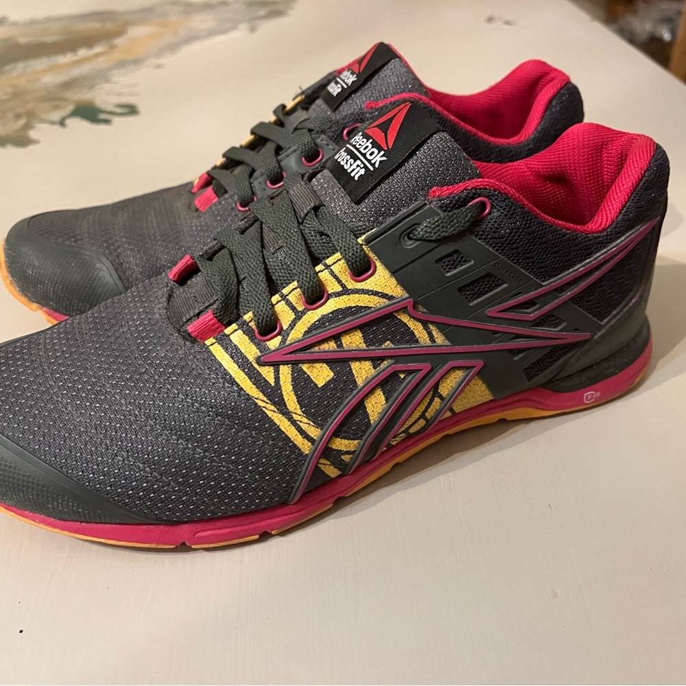 Reebok women’s CrossFit  Charcoal and Fuchsia Sneakers